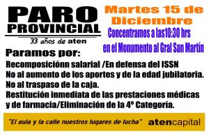 Lee más sobre el artículo 15 de Diciembre: PARO PROVINCIAL