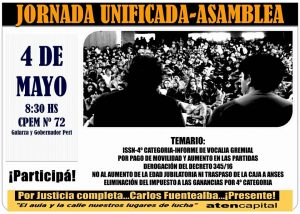 Lee más sobre el artículo 4 de mayo: jornada unificada y asamblea