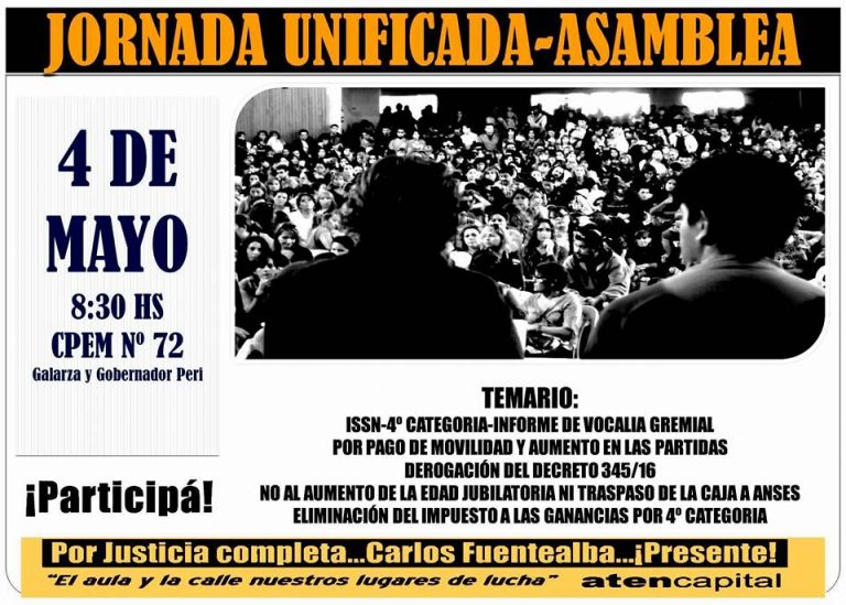 Lee más sobre el artículo 4 de mayo: jornada unificada y asamblea