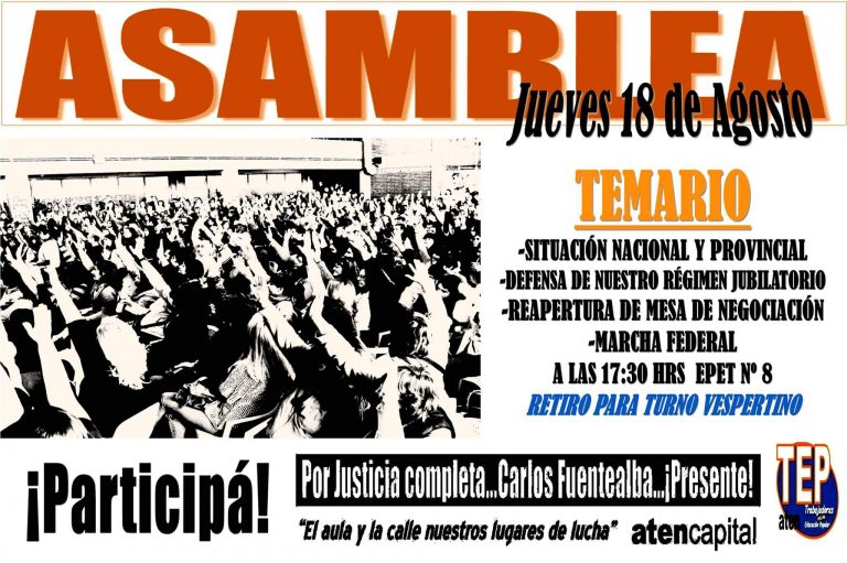 Lee más sobre el artículo Jueves 18 de agosto: Asamblea