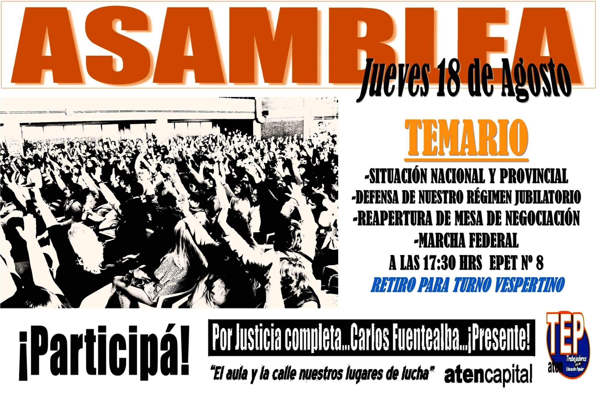 En este momento estás viendo Jueves 18 de agosto: Asamblea