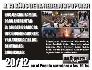 Lee más sobre el artículo CONCENTRACIÓN a 15 años de las jornadas trágicas del 19 y 20 de diciembre de 2001