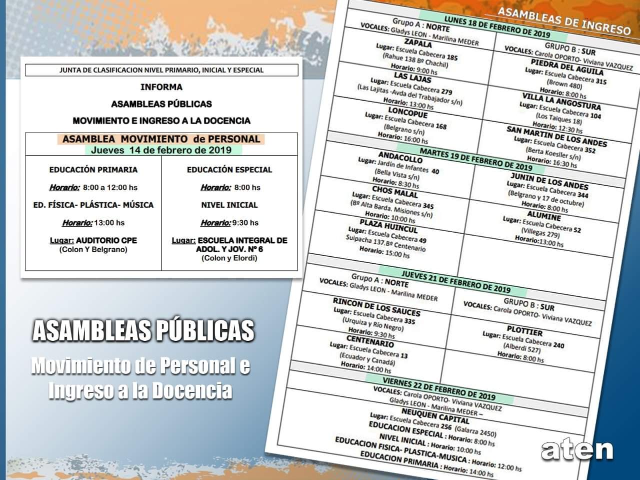 Lee más sobre el artículo Asambleas presenciales de movimiento de personal e ingreso a la docencia. Cronograma de lugares, días y horarios.