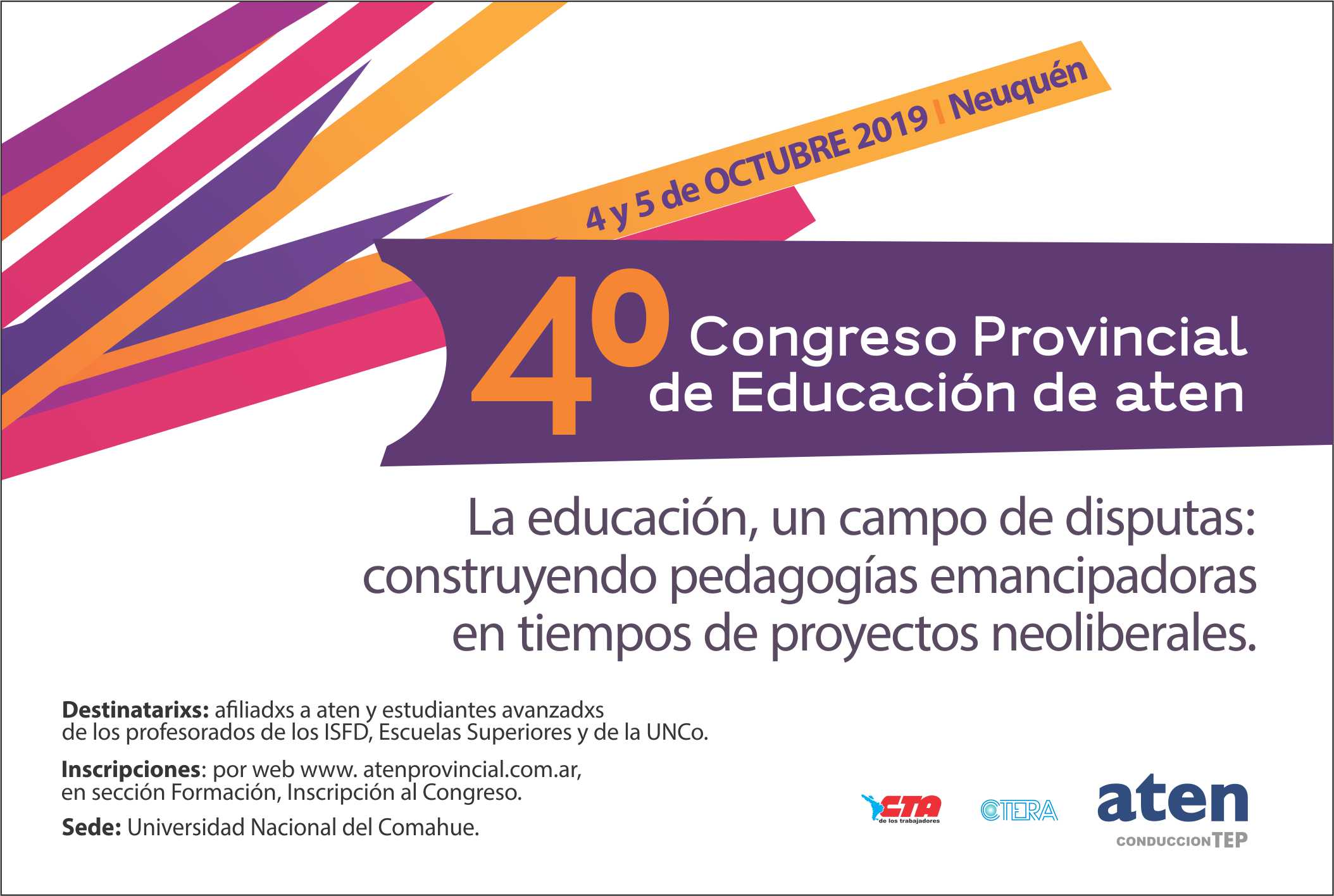 Lee más sobre el artículo Inscripción al 4º Congreso Pedagógico Provincial de aten