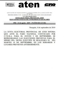Lee más sobre el artículo Martes 10 de septiembre, elecciones internas en aten