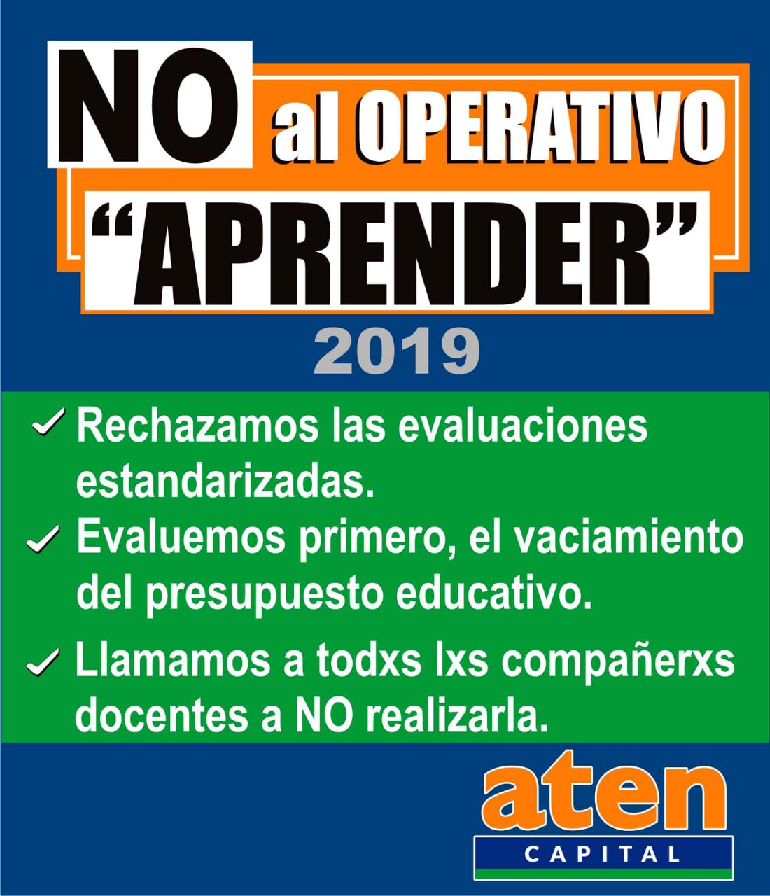 En este momento estás viendo Sobre el Operativo Aprender 2019 – NO A LA EVALUACIÓN ESTANDARIZADA