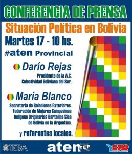 Lee más sobre el artículo SOLIDARIDAD CON EL HERMANO PUEBLO BOLIVIANO