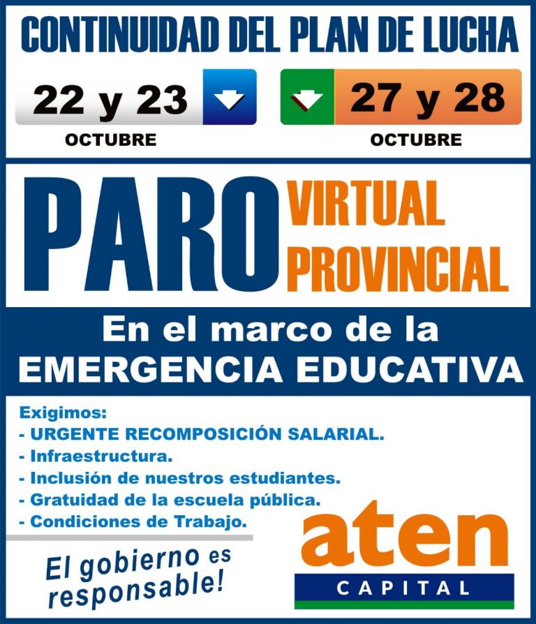 Lee más sobre el artículo PARO VIRTUAL PROVINCIAL