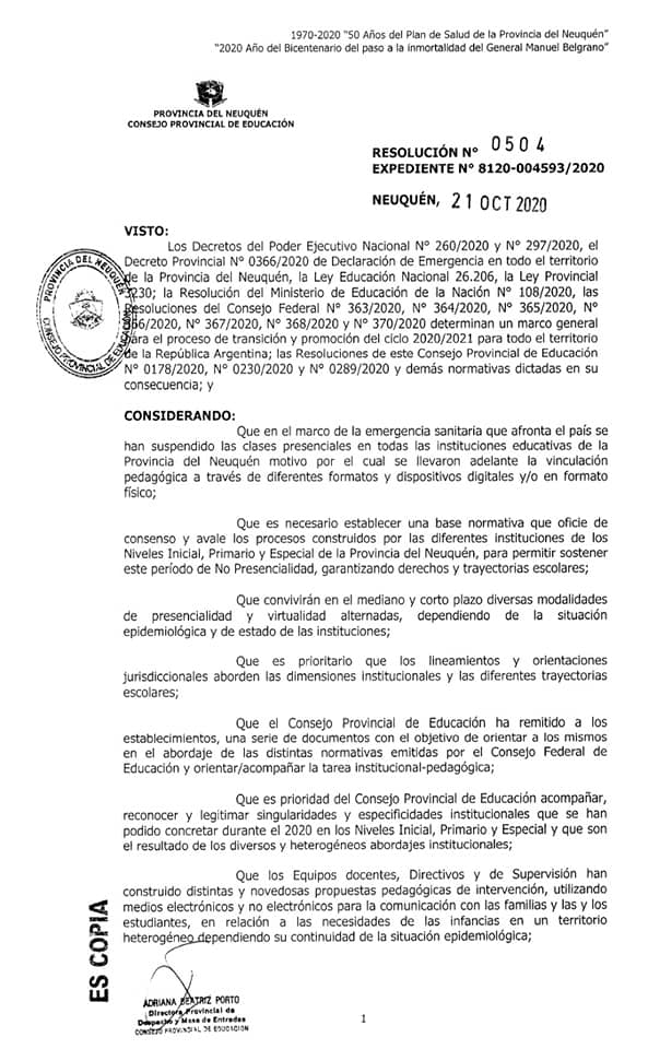 RESOL. 503, 504, 505, 506. UNIDAD PEDAGÓGICA 2020-21 2