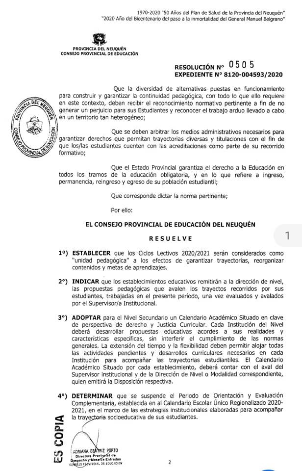 RESOL. 503, 504, 505, 506. UNIDAD PEDAGÓGICA 2020-21 6