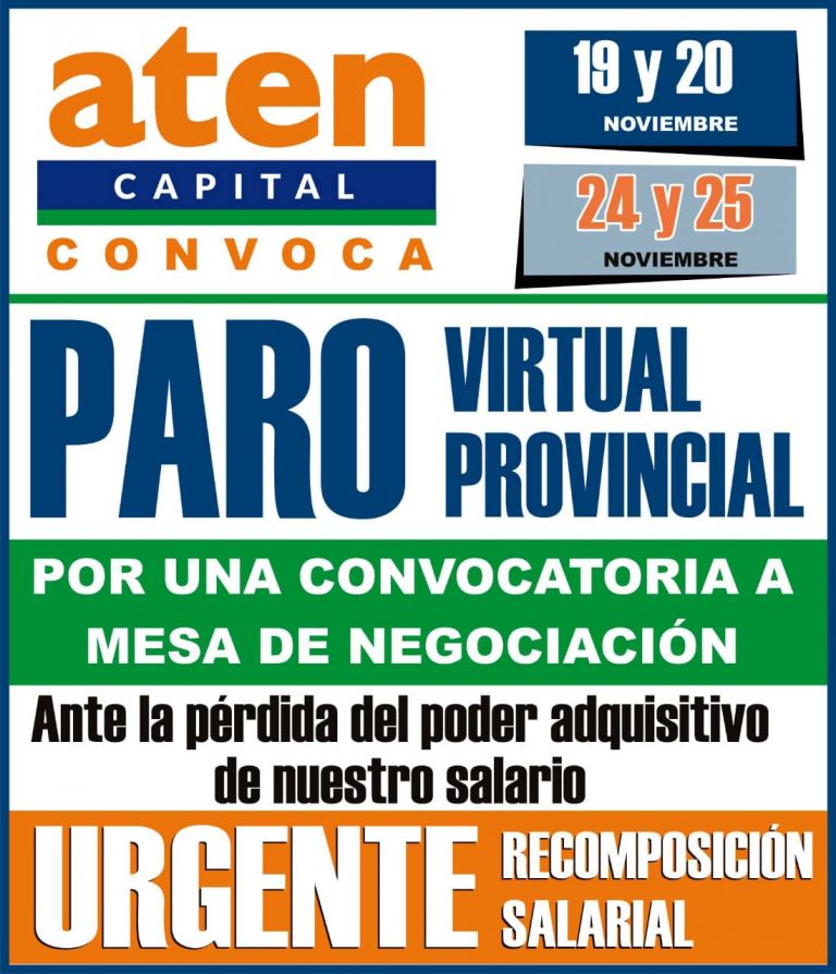 Lee más sobre el artículo PARO VIRTUAL PROVINCIAL Urgente convocatoria a mesa de negociación