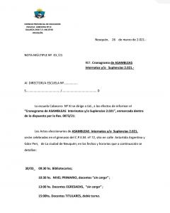 Lee más sobre el artículo CRONOGRAMA DE ASAMBLEAS PRESENCIALES DE NIVEL PRIMARIO Y MODALIDAD ESPECIAL – Interinatos y suplencias Martes 30 y miércoles 31 de marzo