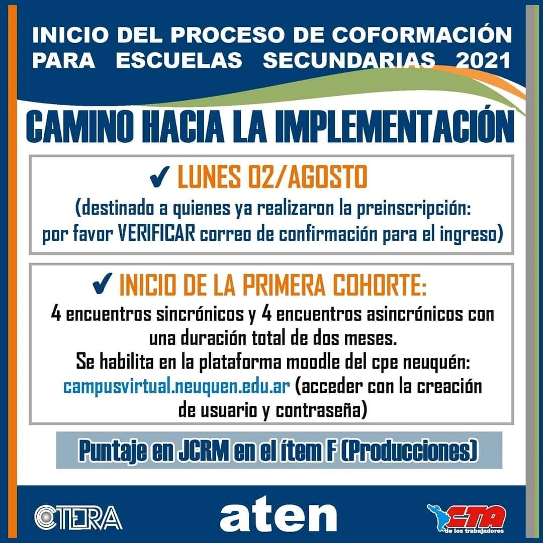 Lee más sobre el artículo INICIO DEL PROCESO DE COFORMACION PARA ESCUELAS SECUNDARIAS 2021