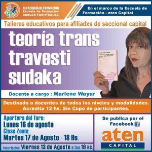 Lee más sobre el artículo Marlene Wayar con aten capital: teoría con perspectiva de género
