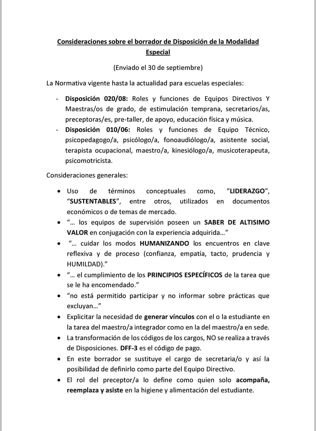Lee más sobre el artículo CONSIDERACIONES SOBRE EL BORRADOR DE DISPOSICIÓN DE LA MODALIDAD ESPECIAL